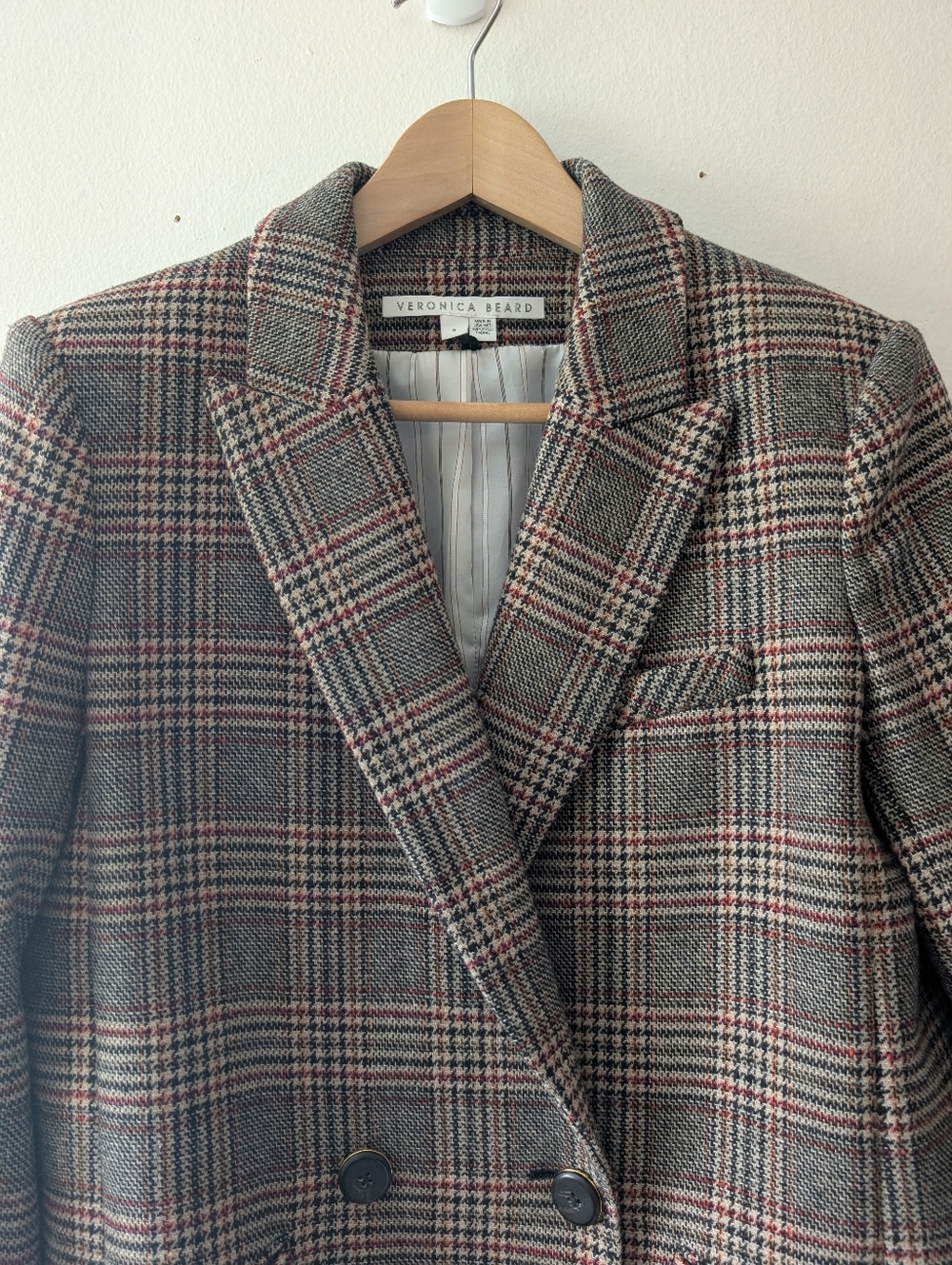 Veronica Beard Oria Houndstooth Plaid Wool Dickey Jacket Blazer Size 8 - Picture 5 of 14